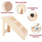 Pet Stairs Foldable 4-step Dog Steps For High Bed Non-slip Ladder Ramp Beige