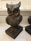 Vintage Ceramic Owl Bookends Set Sculpted Brown Mid Century Decor Pair