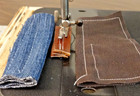 Serviced - 1950 Singer 128 3 4 Size Sewing Machine W extras - Leather  Denim