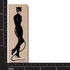 Wood Rubber Stamp  Cat Woman With Whip  Halloween  Person leather costume fetish