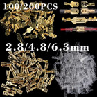 100pcs Male Female Wire Crimp Terminals 2 8 4 8 6 3mm Brass Car Speaker Connecto