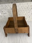 Vtg 40   s Farm Primitive Wood Vegetable Garden Berry Picking Square Basket Caddy
