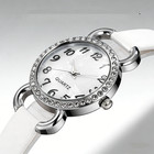 Elegant Women s Diamond Quartz Watch With White Strap And Rhinestone Dial
