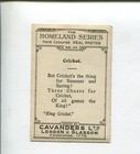 1924 Cavenders Ltd  The Homeland Series Tobacco Card  29 Cricket
