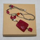 Silpada Silver 925 Oxidized Cherry Jade   Pearl Gemstone Pendant Necklace N1061