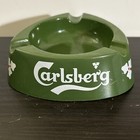 Vintage Carlsberg Beer Hard Green Plastic Ashtray Made In Italy 4   