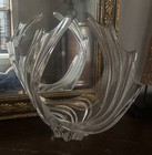 Vannes Large Vintage  Cristal Signed Art Crystal Sculpture Bowl  France- 16 