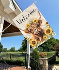 Welcome Spring Highland Cow House Flag 28x40 Double 28x40 Inch Spring Cow 02