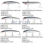 6pcs Fishing Lures Minnow Baits Crankbaits Jerkbait Baits Bass Tackle Hooks
