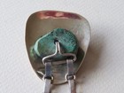 Mid Century Modern  Mexican Sterling   Turquoise Dangly Pin ----- Ae Mark