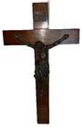Vintage 14  Wall Crucifix Metal Body Wooden Cross Jesus Christ Catholic