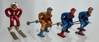 Barclay Lead Metal Figures Lot Of 4 Skiers 3 Men 1 Woman Red Blue Orange