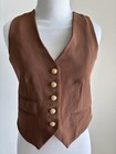 Bailey 44 Brown Vest With Gold Buttons Size Xs