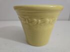 Vintage Ceramic Pottery Embossed Design Yellow Flower Pot Planter 4 25x3 5 