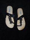 Agape Women s Black beige Floral Rhinestone Slide Slip-on Sandals Us 8 5