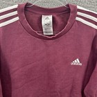 Adidas Sweater Womens Large Essentials 3 Stripes Fleece Sweatshirt Maroon White