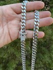 Real Miami Cuban Link Chain Necklace Bracelet Solid 925 Silver Moissanite Clasp