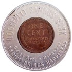 1920 Encased Lincoln Wheat Cent Roosevelt Savings Bank New York Good Luck Token