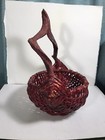 Antique Early 20th Century Wicker Japanese Ikebana Flower Gathering Basket Red