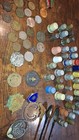 Huge Vintage Collector Lot Thimbles Foreign Coins Medals Badges Tokens Estate Fi