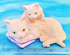 Beautiful   White Kitten Cat Laying On Book Resin Pet Figurine