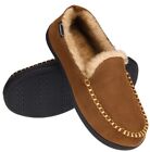 Mens Warm Moccasin Fuzzy Slippers Cozy Memory Foam Indoor Outdoor House Shoes
