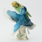 Goebel Germany Blue   Green Budgerigar Parakeets Porcelain Bird Figurine - Cv 95