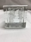 Disney Collectible Rare Laser Etched Crystal Block Mickey And Minnie Mouse