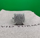 David Yurman Sterling Silver Women s Chatelaine 14mm Pave Diamond Ring Size 8 5