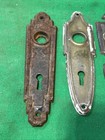 Art Deco Antique Embossed 3 Ornate Metal  Door Knob Face Plate Backplate 6 5    l