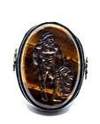 Ancient Roman Greek Ring Hercules Silver Gold Gemstone Intaglio Seal Artifact