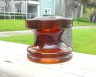 Great Flashed Amber Cd 1052 Hemingray Spool Style Glass Insulator