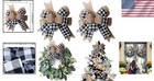 Buffalo Check Burlap Bows  2 Pack  - 12in Rustic Decoration For Home   Parties