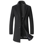 Mens Mid-length Woolen Coat Business Casual Wool Jacket Handsome Trench Slim Fit