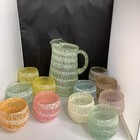 Vintage Mcm Spaghetti String Pitcher 8  Tumbler Set 11 Pastels 1950s Midcentury