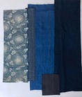 5 Piece Collection Of Antique Japanese Indigo Dyed Textile     Vintage Boro Fabric