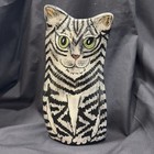 Cats By Nina 8    Ceramic Tabby Cat Vase Tiger Striped With Green Eyes 2001