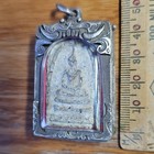 Thai Buddha Amulet Phra Somdej Toh Set In Old Antique Silver Case