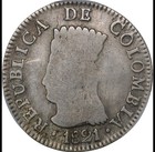 Colombia Cundinamarca 2 Reales 1821-ba Jf bogota Mint  Pcgs Genuine Fine Details