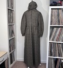 Vintage 70s Handmade Cottage Prairie Maxi Dress Pleated Black Floral Women   s 8