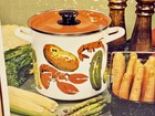 Vintage 4 Quart Enamel Vegetable Cooker Retro 1970s Lobster  Pickle  Potato  New