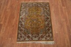 Antique Orange  Green Vegetable Dye Hereke Turkish Rug Silk Handmade Carpet 2x3