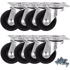 8 Pack 1  Swivel Caster Wheels Rubber Base With Top Plate   Bearing small Caster