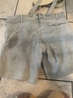 Bavaria Trachten Suede Leather Lederhosen Shorts W  Suspenders Gray Us 36