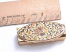 Stratton England Compact Mirror   Lipstick Holder Gold Tone Floral Fiip Vtg 60s