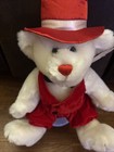 Christmas Dan Dee Teddy Bear White W Red Suit Top Hat Not Common        C7