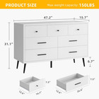 White 7 Drawer Dresser  47  W Large Double Dresser Chest Of Drawers  Modern Wood