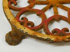 Vintage John Wright Cast Iron Round Heart Mandala Concave 5  Footed Trivet