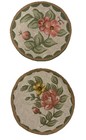 Vintage Primitive Hand Hooked Traditional Floral Chair Pads Set Of 2