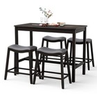 5pcs Bar Table Set Counter Height Table   Upholstered Saddle Stools Set For 4